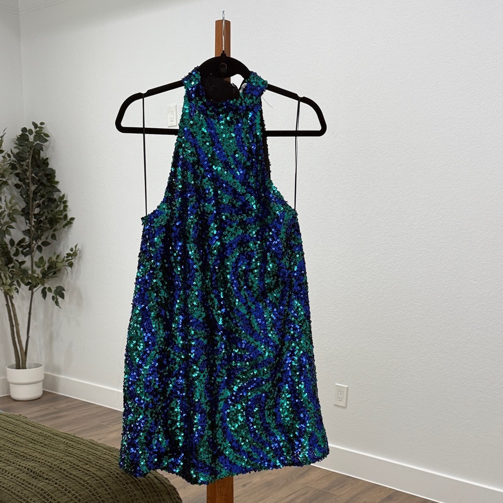 Zara Green and Blue Sequin Dress